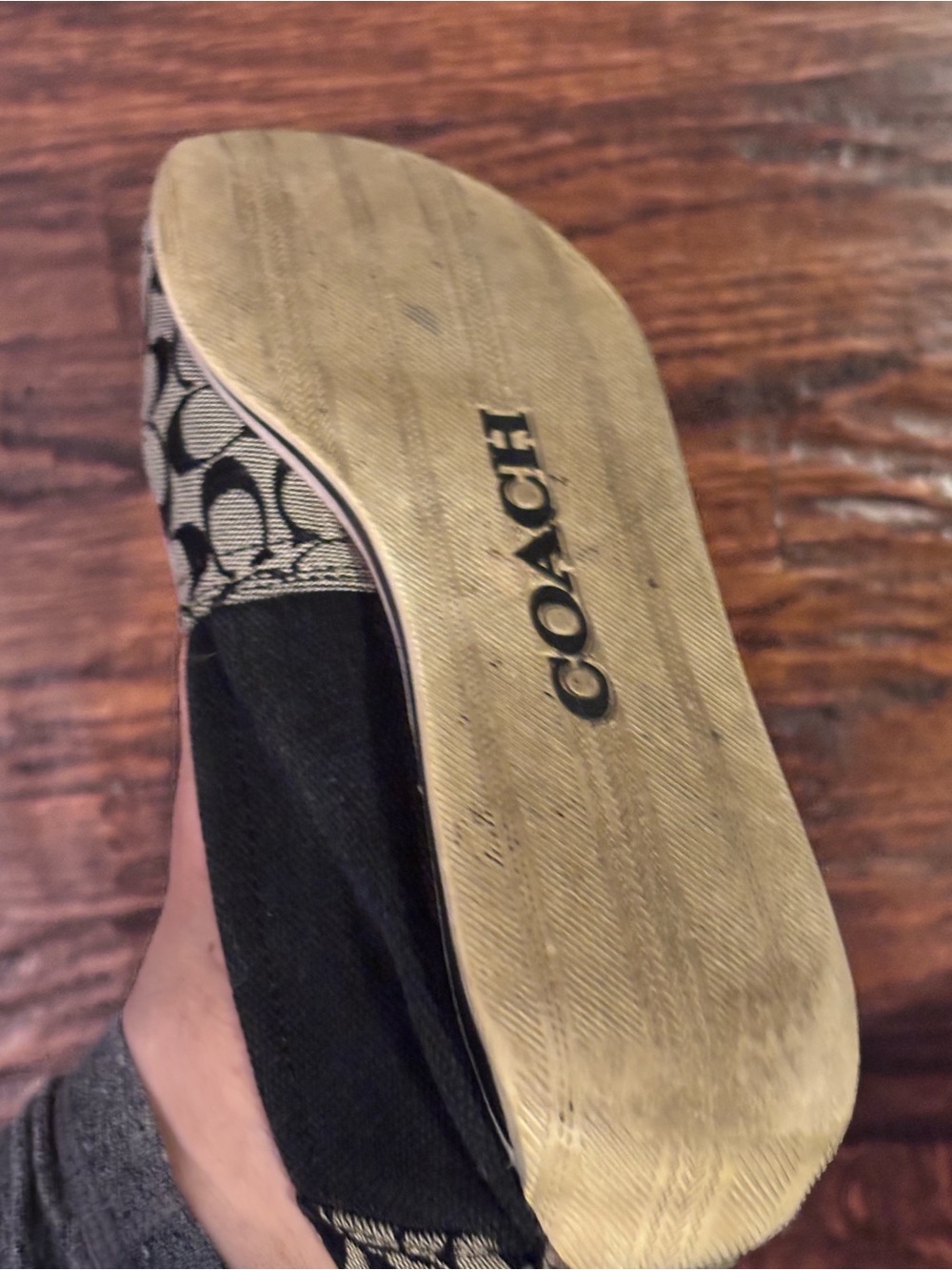 Coach Black and Cream Signature Slip-On Flats - Picture 6 of 11